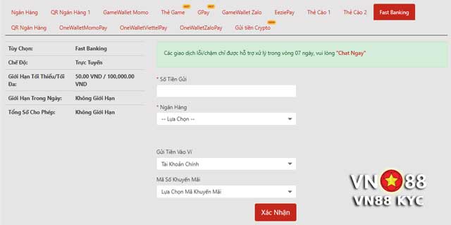 Chi tiết cách gửi tiền VN88 qua Fast Banking cực kỳ nhanh gọn!