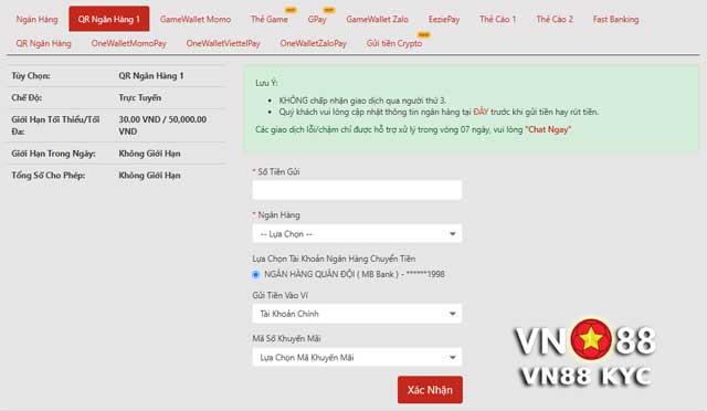 Tìm hiểu cách chuyển tiền vào VN88 qua QR ngân hàng